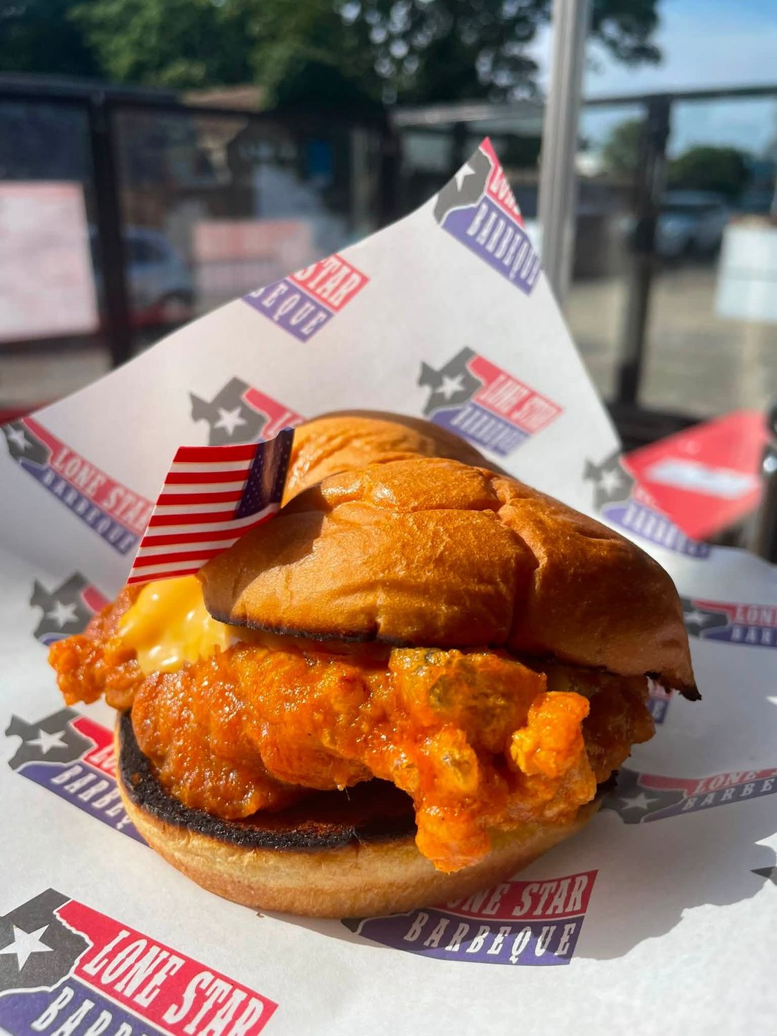 The buffalo outlaw chicken burger